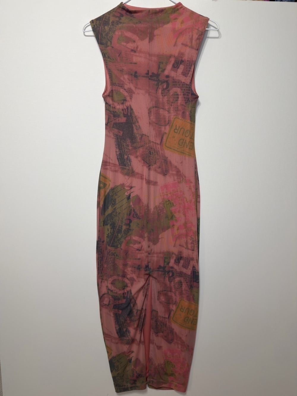 silence + noise Urban Outfitters Pink Mesh Dress Graphic Design Size Small - Picture 7 of 7